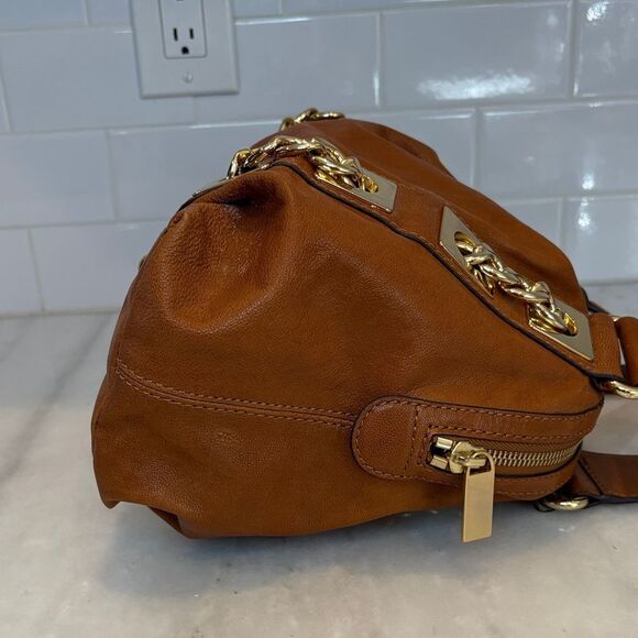 Michael Kors Bag Purse Handbag Leather Gold Chain Inner Pocket Double Strap Hobo - Picture 7 of 16